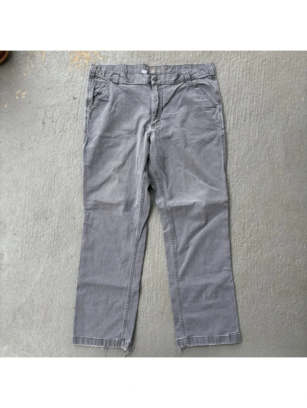 Carhart Relaxed Fit 2019 Straight Rigby Dungaree Gray Pants 40x32 Distressed